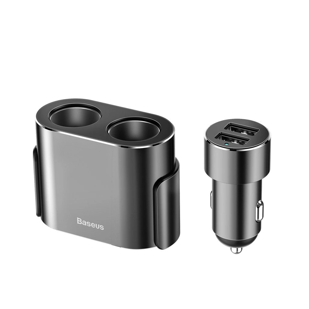 Baseus rozdzielacz rozgałęźnik ładowarki samochodowej 2x USB 3.1A 17W + 2x gniazdo zapalniczki 80W czarny (CRDYQ-01) - Image 2