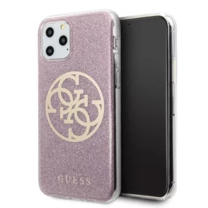 Etui Guess 4G Circle Glitter na iPhone 11 Pro Max - różowe