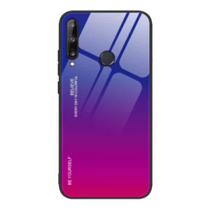 Gradient Glass etui pokrowiec nakładka ze szkła hartowanego Huawei P40 Lite E różowo-fioletowy