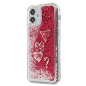 Etui Guess Glitter Charms na iPhone 12 mini - malinowe