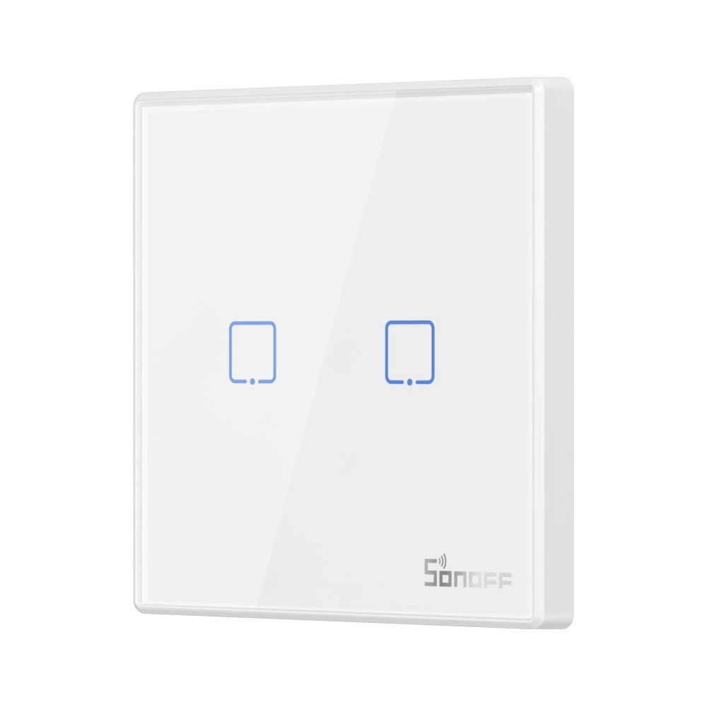 Sonoff T2EU2C-RF dwukanałowy dotykowy włącznik światła przełącznik przycisk Wi-Fi na pilot 433 MHz biały (M0802030010)